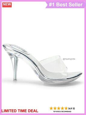 Clear Stiletto Heeled Sandals Open Toe Slip On Mule for Party Prom Wedding